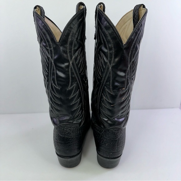 Bronco Men's WM1950 Black Almond Toe Mid-Calf Western Boots - Size 9EE - Picture 4 of 9